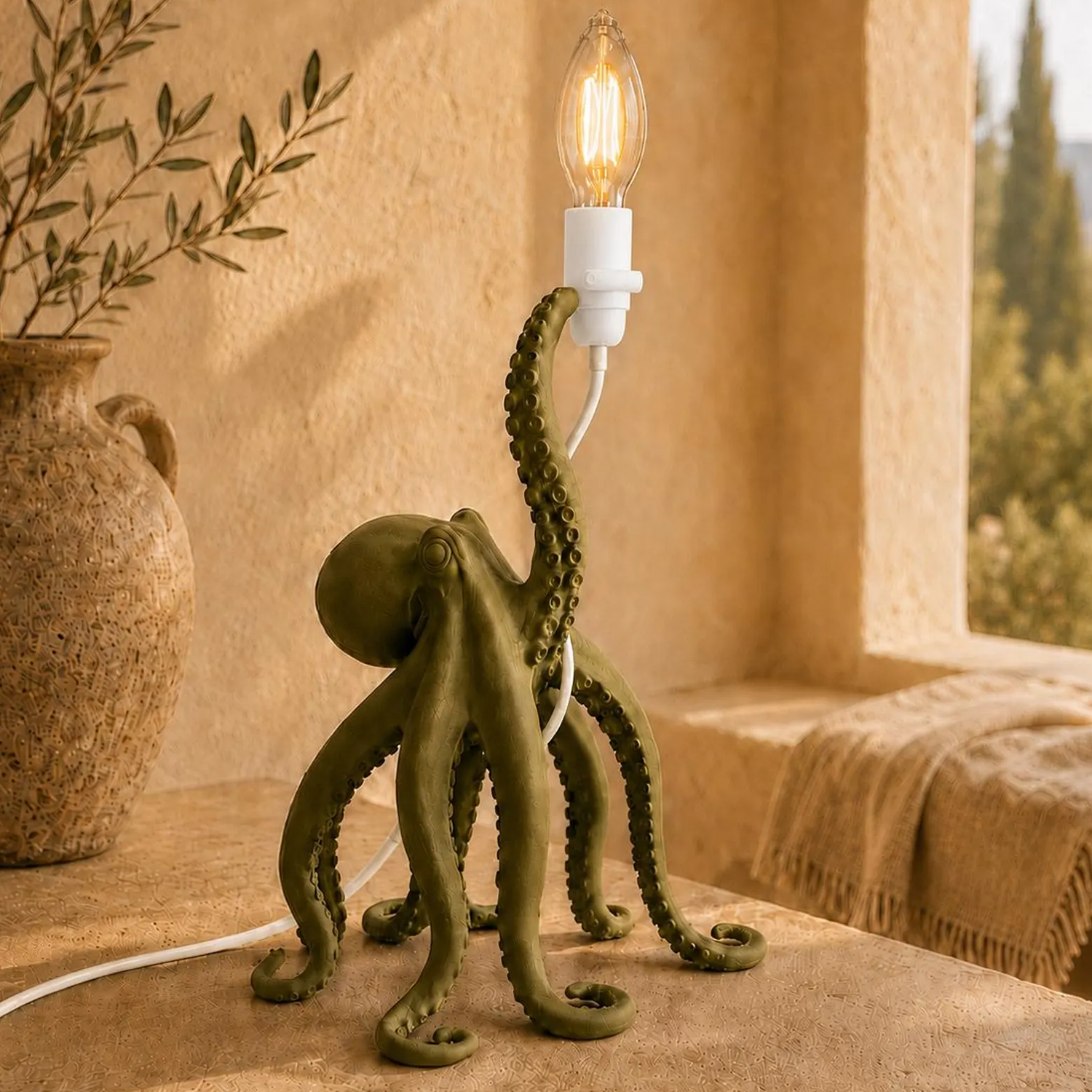 Sculptural Octopus Table Lamp Coastal‑Style Artistic Accent Desk Light