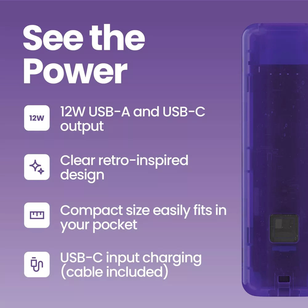 2000mAh Transparent Compact Pocket Power Bank
